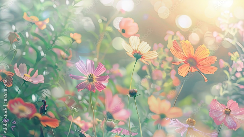 Soft focus flowers in dreamy garden Soft focus flowers in dreamy garden