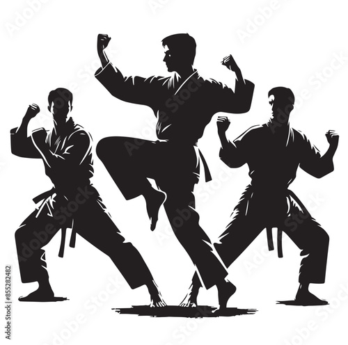 Set of Martial Arts Silhouette Vector Design