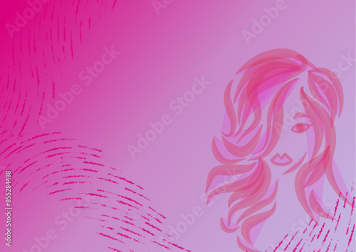 Donna stilizzata - disegno astratto - colore sfumato rosa - sfondo - slide - grafica vettoriale festa della donna - femminile - ideale per biglietto , presentazione, sublimazione, banner	