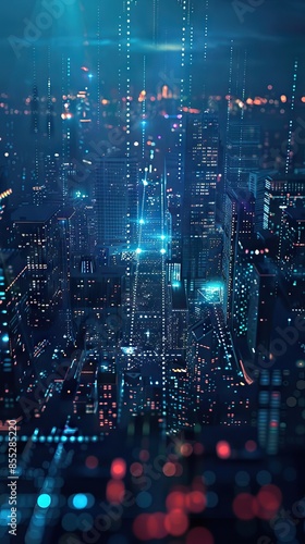 Wallpaper Mural Abstract Digital Background Science Technology Networks Big Data Link 3D . AI generated illustration Torontodigital.ca