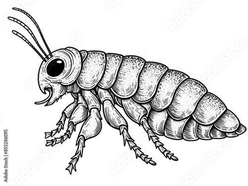 Flea, insect isolated. Children picture, coloring book. Generative ai vector.