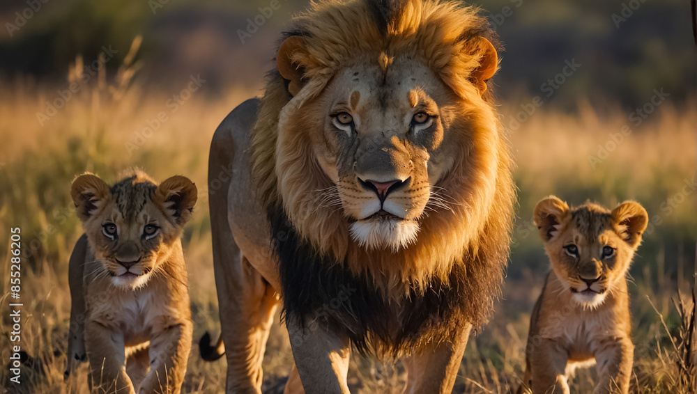 Beautiful lion in Africa in summer Beautiful lion in Africa in summer