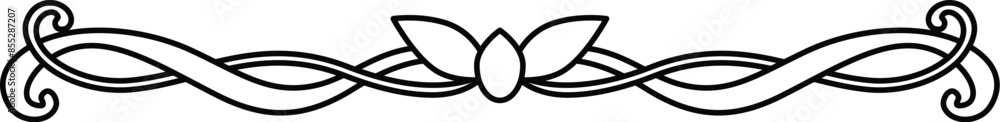 Elegant text divider, scroll and leaf border - vector linear element for text design, print or cutting. Floral decorative element. Elegant text divider, scroll and leaf border - vector linear element for text design, print or cutting. Floral decorative element.
