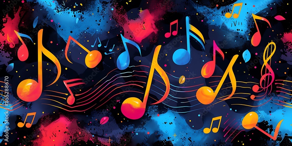 Obraz premium Colorful abstract background with music notes