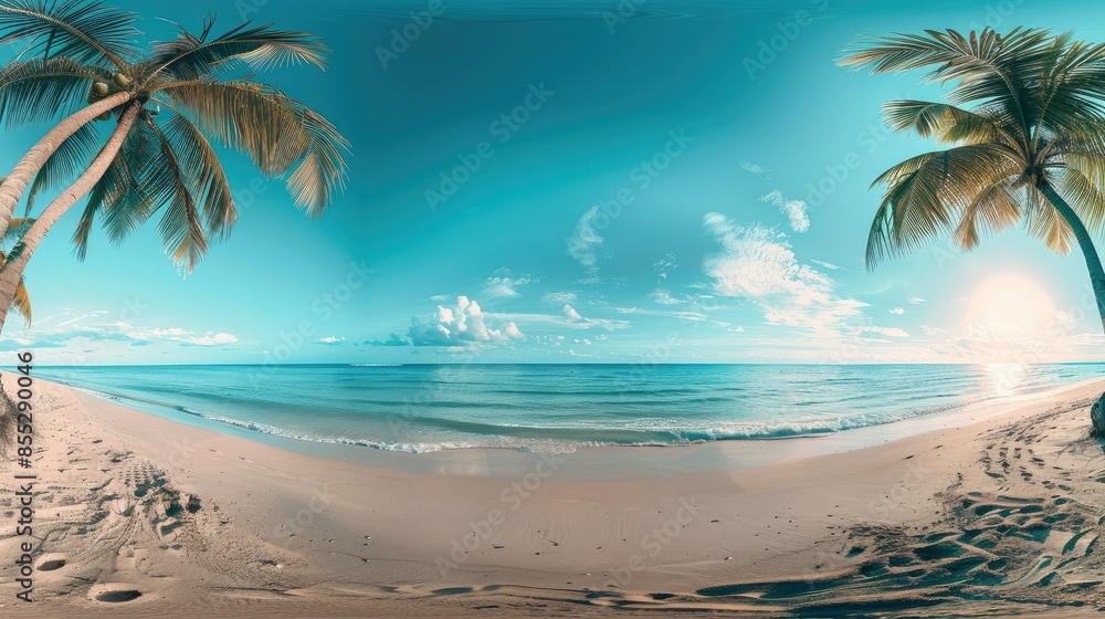 tropical beach panorama, seascape with a wide horizon tropical beach panorama, seascape with a wide horizon