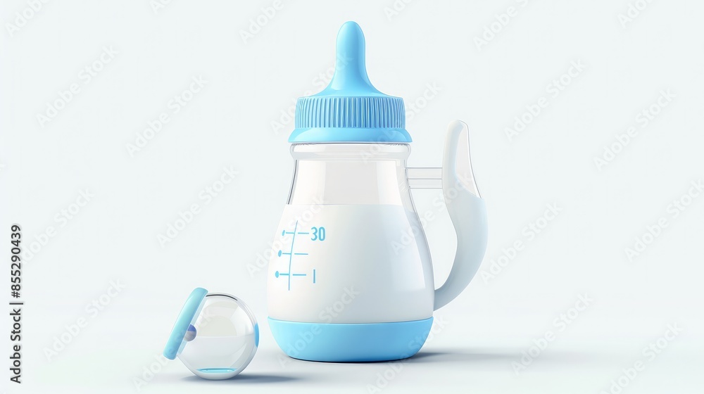 Realistic 3D vector illustration of a baby milk bottle with handles for ...
