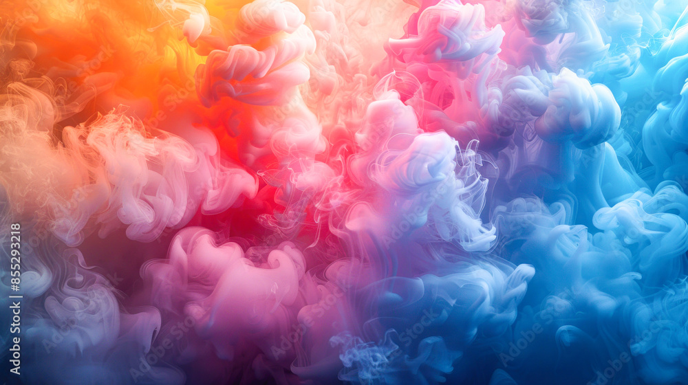 A bunch of colorful smoke is floating in the air, resembling a vibrant art piece A bunch of colorful smoke is floating in the air, resembling a vibrant art piece