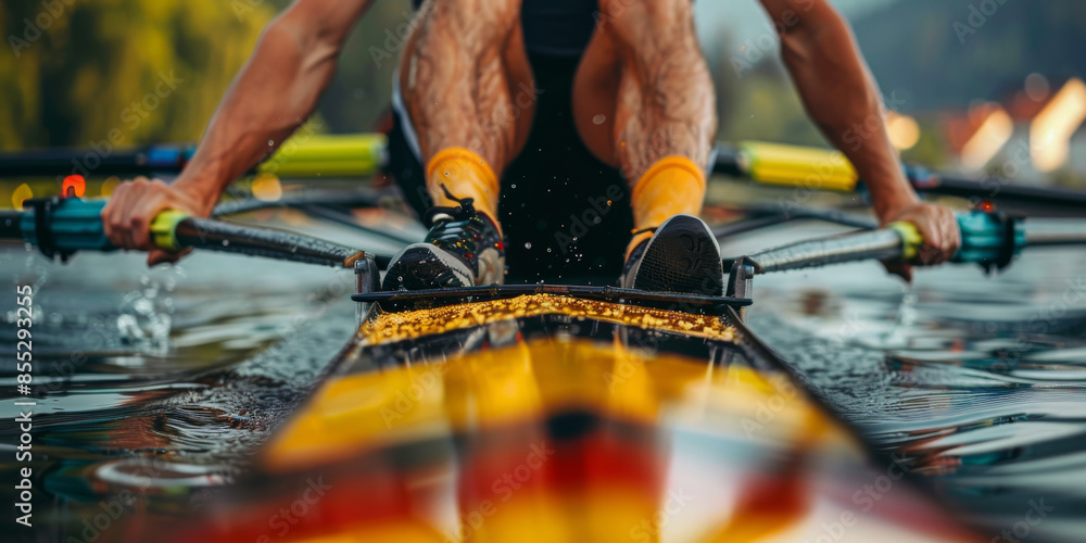 Obraz premium Rowers in Action with Water Splashes