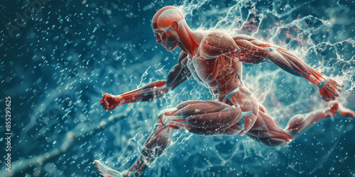Swimmer with Water Splash Effects