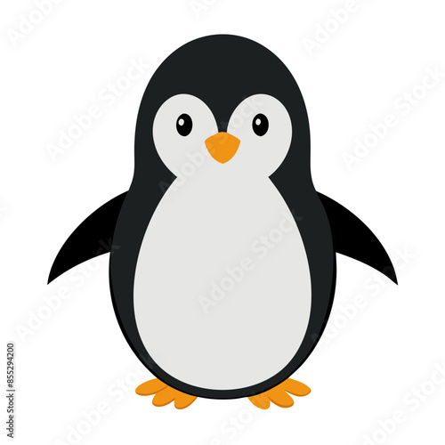 cute and simple vector illustration of a penguin standing upright.