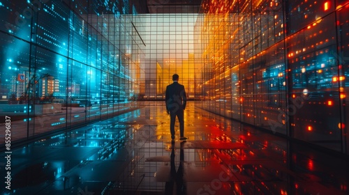 Wallpaper Mural Man Standing in Urban Night Scene Torontodigital.ca