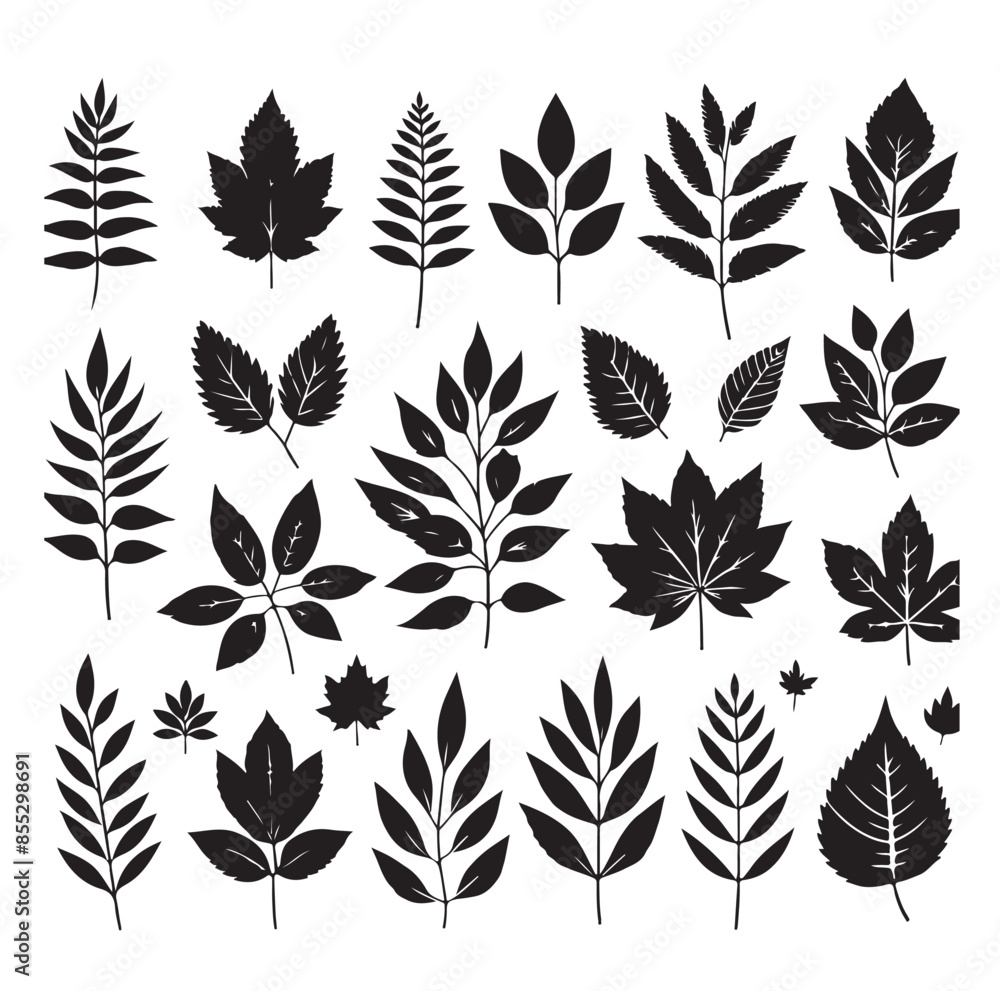 Leaf collection - vector silhouette Leaf collection - vector silhouette