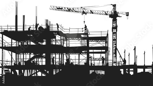 vector silhouette of building construction site. Generative AI
