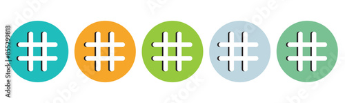 hashtag icon symbol, popular trend for social media tags - the hash icon symbol. trending explore icons, marketing promotion Advertising signs