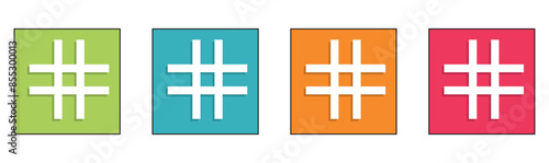 hashtag icon symbol, popular trend for social media tags - the hash icon symbol. trending explore icons, marketing promotion Advertising signs