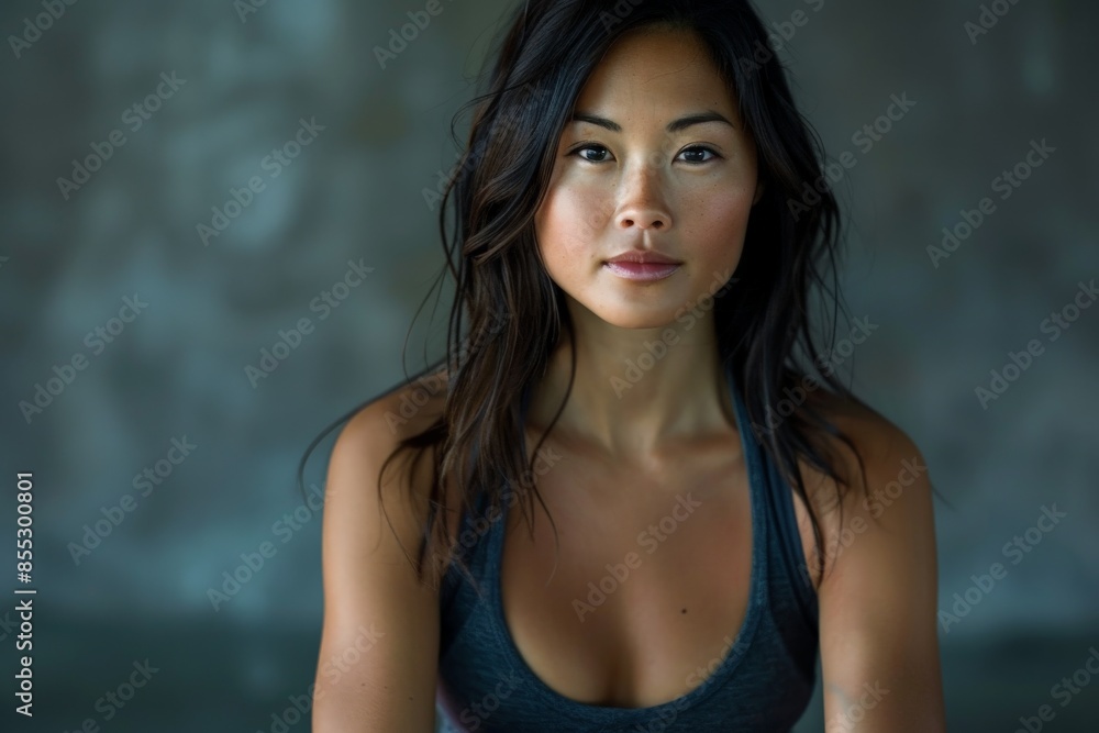 Young asian woman posing in sports bra Young asian woman posing in sports bra