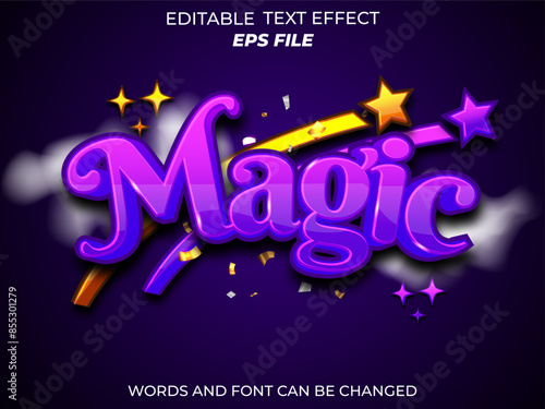 magic text effect, font editable, typography, 3d text for games. vector template
