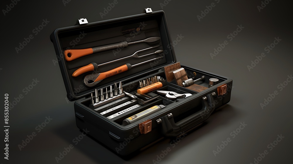 🧰 A set of tools in a black case. The tools are neatly organized and include a variety of screwdrivers, wrenches, pliers, and other implements. 🧰 A set of tools in a black case. The tools are neatly organized and include a variety of screwdrivers, wrenches, pliers, and other implements.