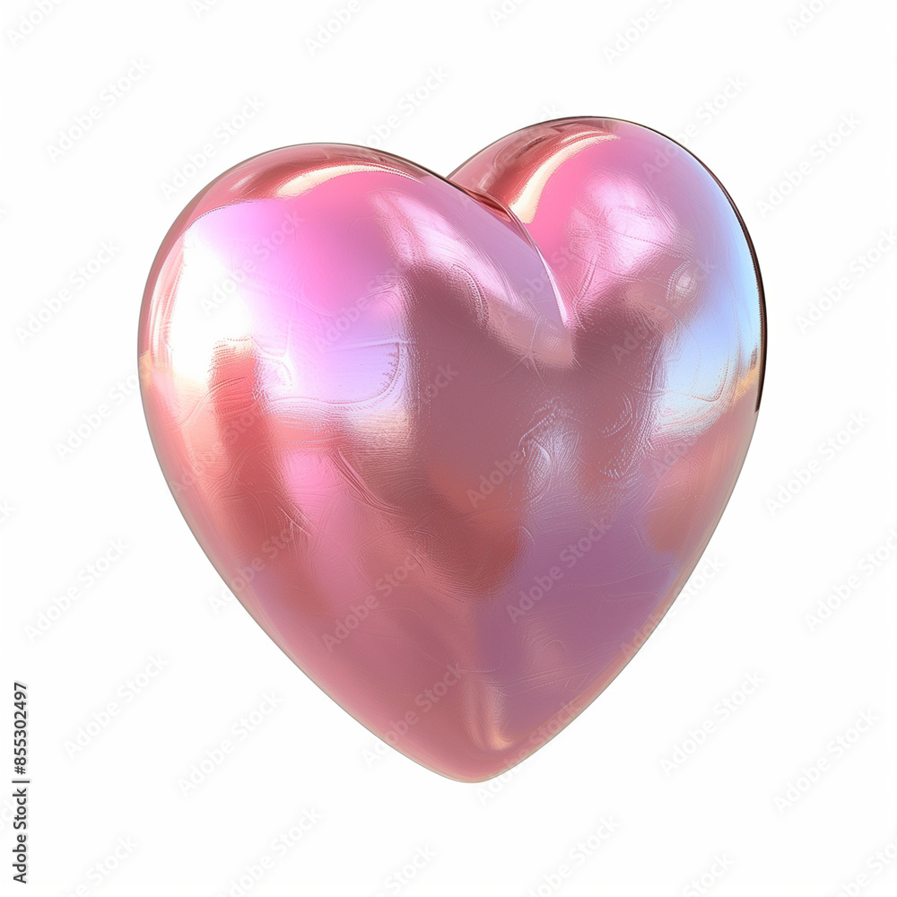 metallic chrome pink heart on white background metallic chrome pink heart on white background
