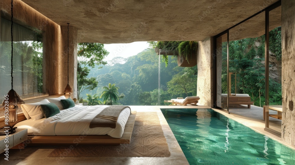 Fototapeta premium Bedroom With Central Pool