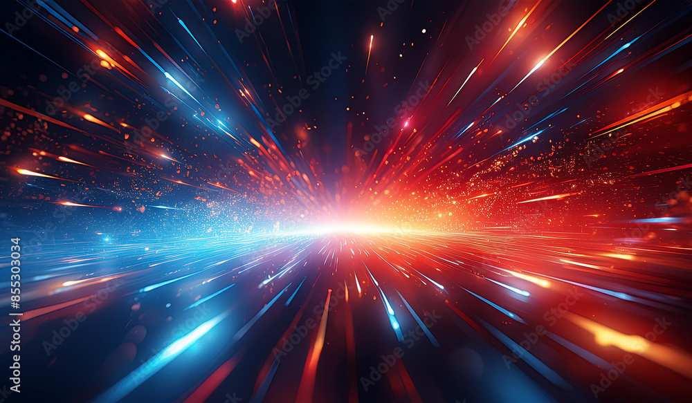 Naklejka premium Starry Background with Blurred Stars - Experience Traveling Through the Universe at Light Speed