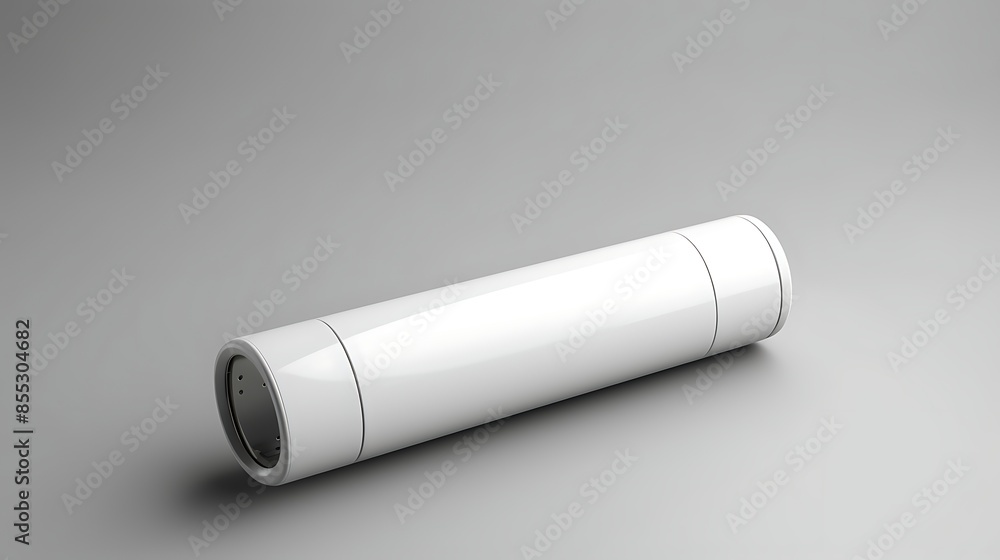 3D rendering of a plain white cylinder on a solid gray background. 3D rendering of a plain white cylinder on a solid gray background.