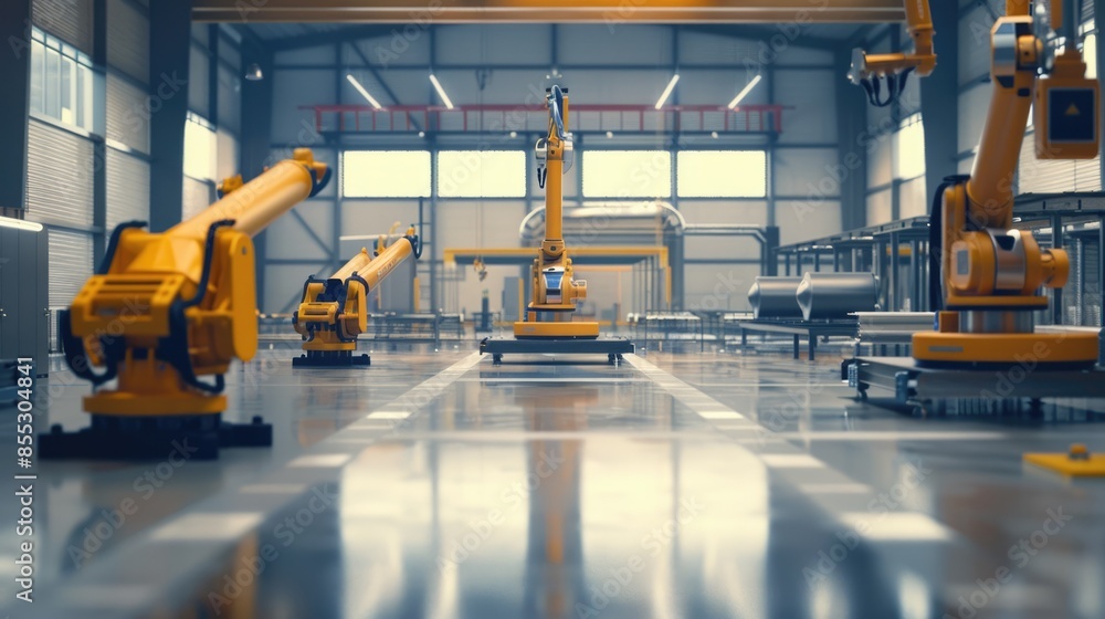 Robotic wind turbine plant conveyor assembly line light modern premises Robotic wind turbine plant conveyor assembly line light modern premises