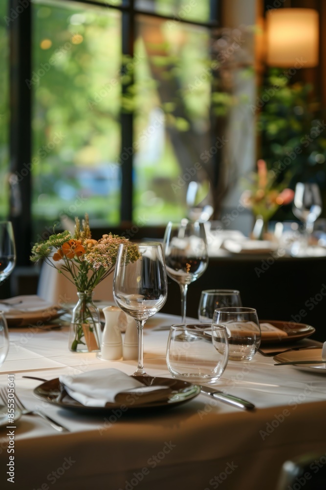 Fototapeta premium Elegant Gourmet Dining Experience at a High-End Restaurant with Gluten-Free Meal for Special Occasions
