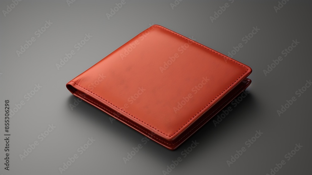 3D rendering of a red leather wallet on a dark background. The wallet is closed and has a smooth, textured surface. 3D rendering of a red leather wallet on a dark background. The wallet is closed and has a smooth, textured surface.