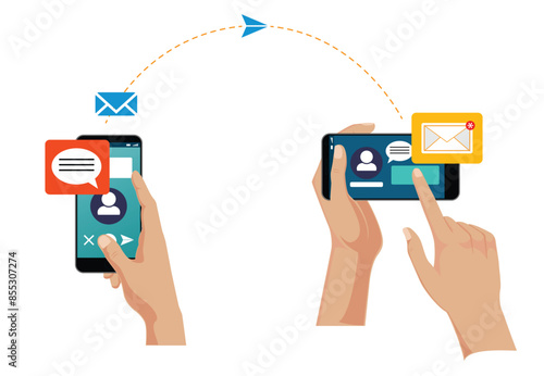 Set of Direct Message Process concept. 3D Illustration