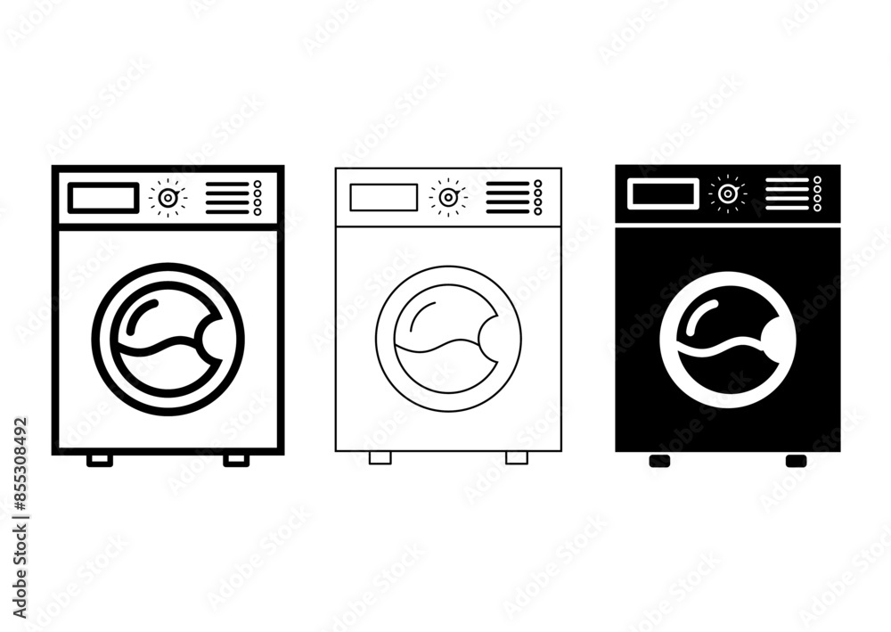 Washing machine icons on a white background. Vector image.fill and stoke Washing machine icons on a white background. Vector image.fill and stoke