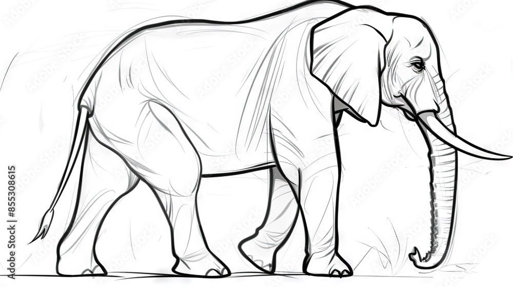 Obraz premium Elephant Tusks Drawing