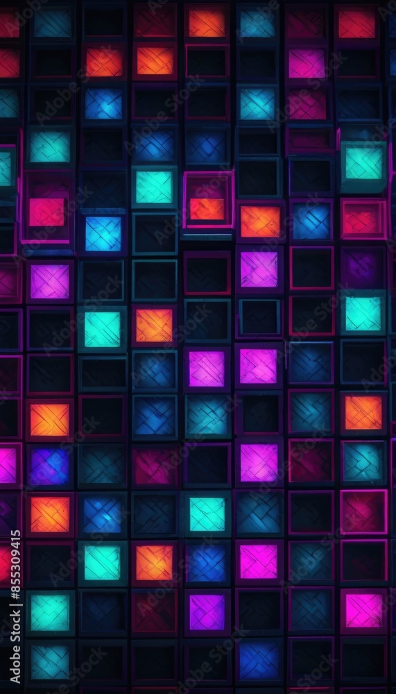 A digital mosaic with bright orange and blue squares, creating a striking and modern visual effect A digital mosaic with bright orange and blue squares, creating a striking and modern visual effect