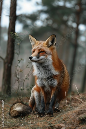 Fox in the wild copy space Generative AI © Valentine