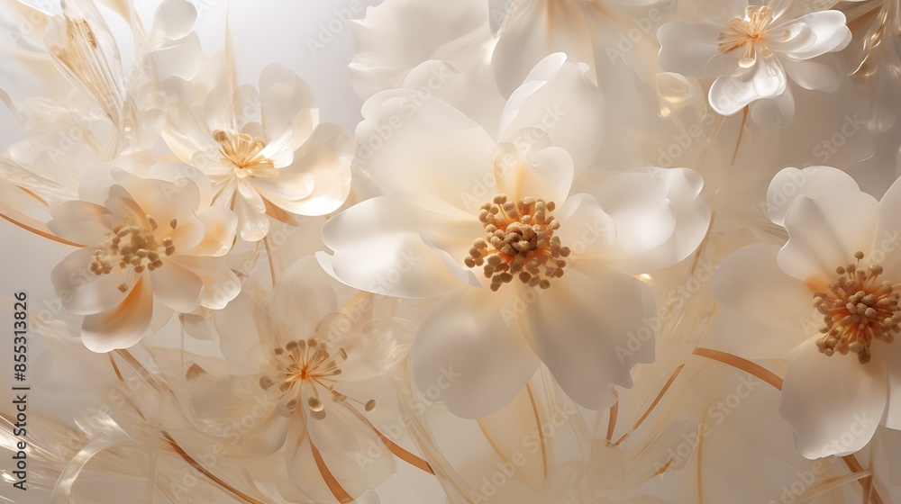 White flowers with a soft, dreamy, ethereal, magical, and romantic atmosphere. White flowers with a soft, dreamy, ethereal, magical, and romantic atmosphere.