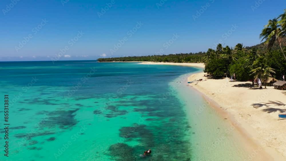 Aerial drone of beautiful beach in the blue water. Pagudpud, Ilocos Norte Philippines Aerial drone of beautiful beach in the blue water. Pagudpud, Ilocos Norte Philippines