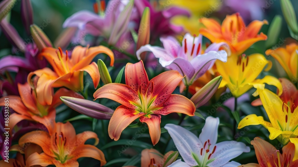 An assortment of vibrant lilies