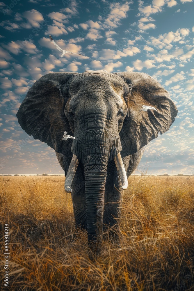 elephant in the savannah Generative AI