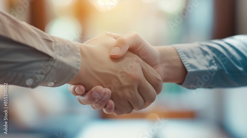 Real estate broker closing transaction close up, selective focus transaction management clients home.,