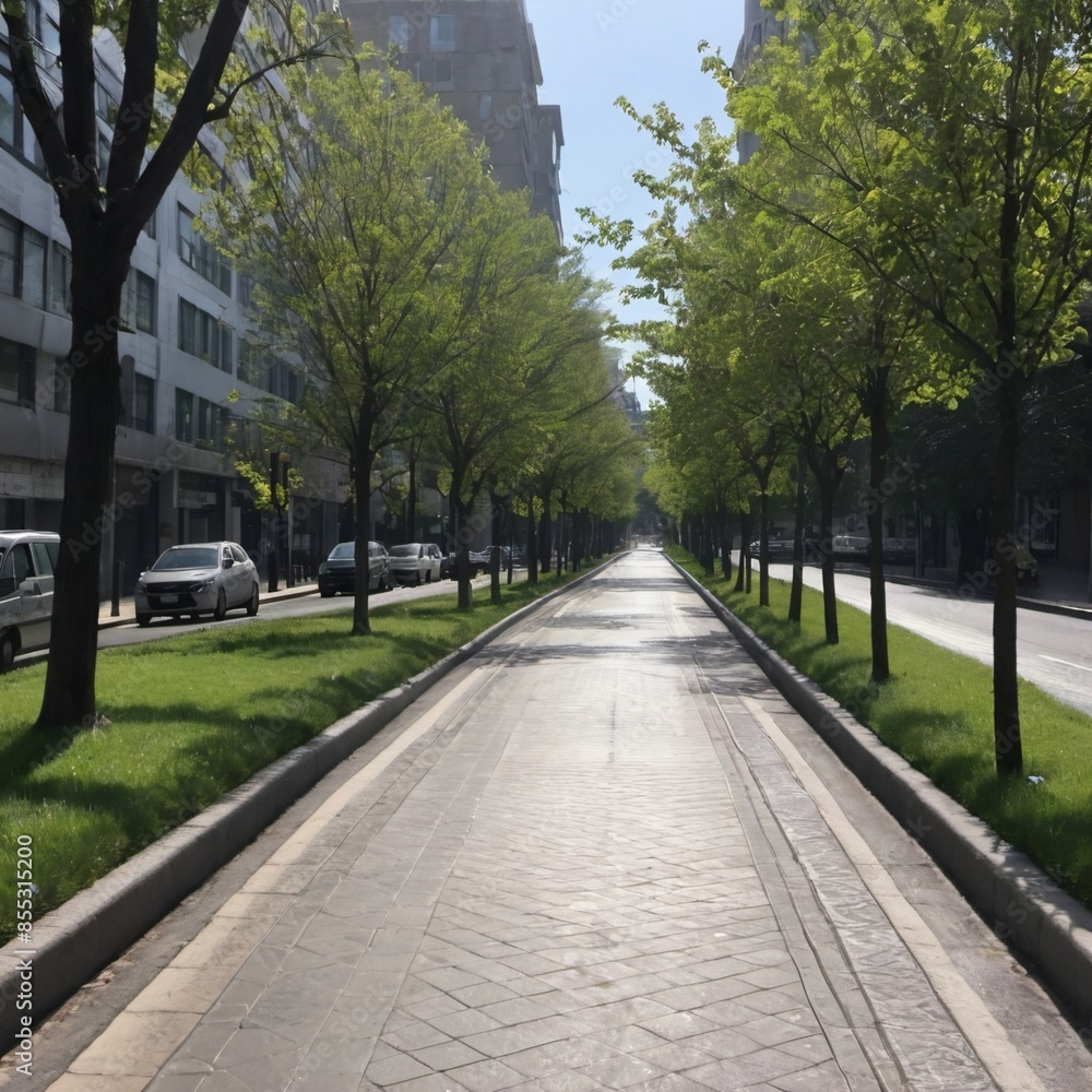 a wide, tree-lined street in a city
a wide, tree-lined street in a city