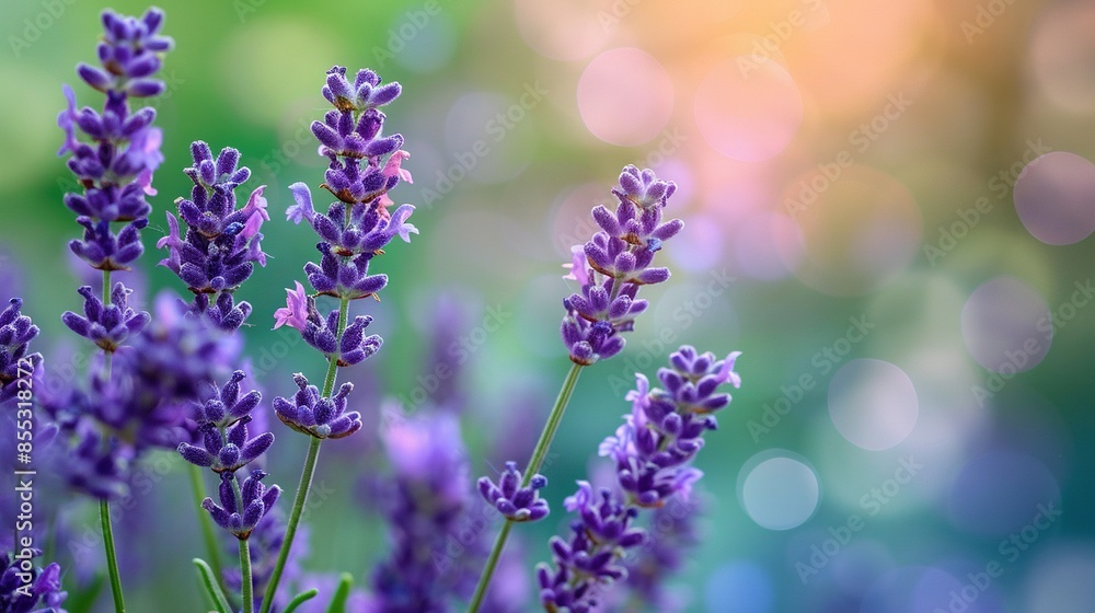Obraz premium A close-up of lavender flowers with a blurry boke in the background