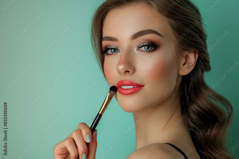 a beautiful Woman with creative makeup holding decorate, Stunning Woman Showcases Creative Makeup with Decorative Flair, Glamorous Beauty with Artistic Makeup, A Visual Delight a beautiful Woman with creative makeup holding decorate, Stunning Woman Showcases Creative Makeup with Decorative Flair, Glamorous Beauty with Artistic Makeup, A Visual Delight