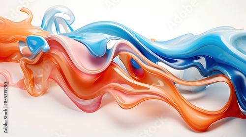 3D rendering of abstract colorful liquid shapes.
