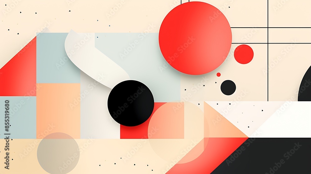 Abstract geometric composition with simple shapes and bright colors. Vector illustration. Abstract geometric composition with simple shapes and bright colors. Vector illustration.