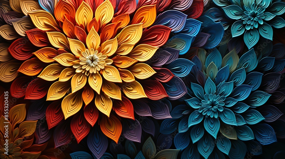 This image is a beautiful and vibrant floral pattern. This image is a beautiful and vibrant floral pattern.