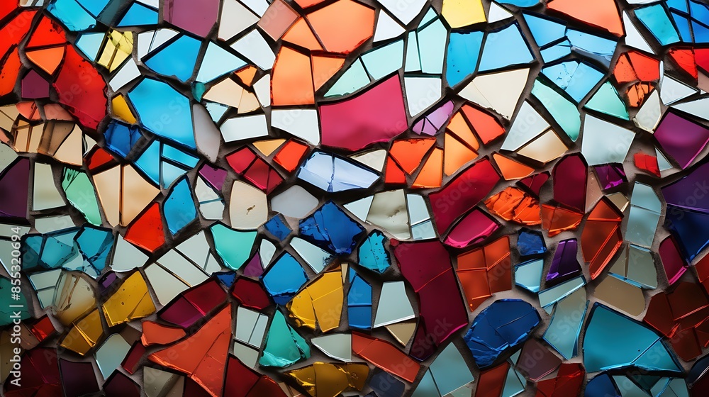 Colorful mosaic made of broken glass pieces. Stained glass mosaic. Abstract background. Colorful mosaic made of broken glass pieces. Stained glass mosaic. Abstract background.