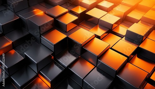 textura con formas geométricas en color negro y naranja 23