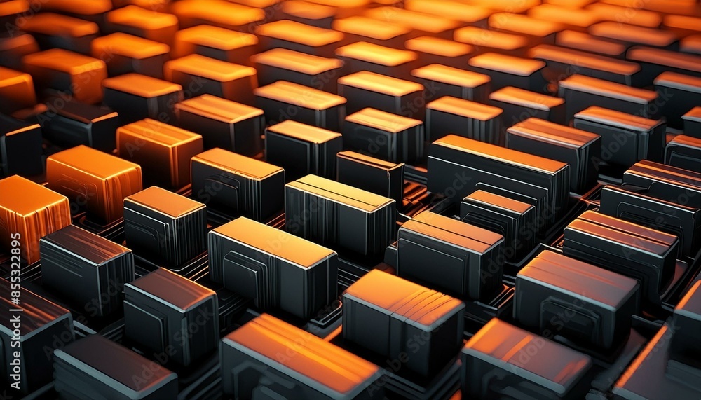 Fototapeta premium textura con formas geométricas en color negro y naranja 8