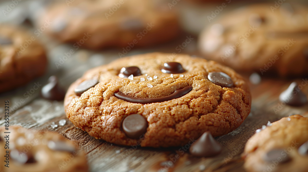 Smiling Chocolate Chip Cookie With Chocolate Chips Smiling Chocolate Chip Cookie With Chocolate Chips