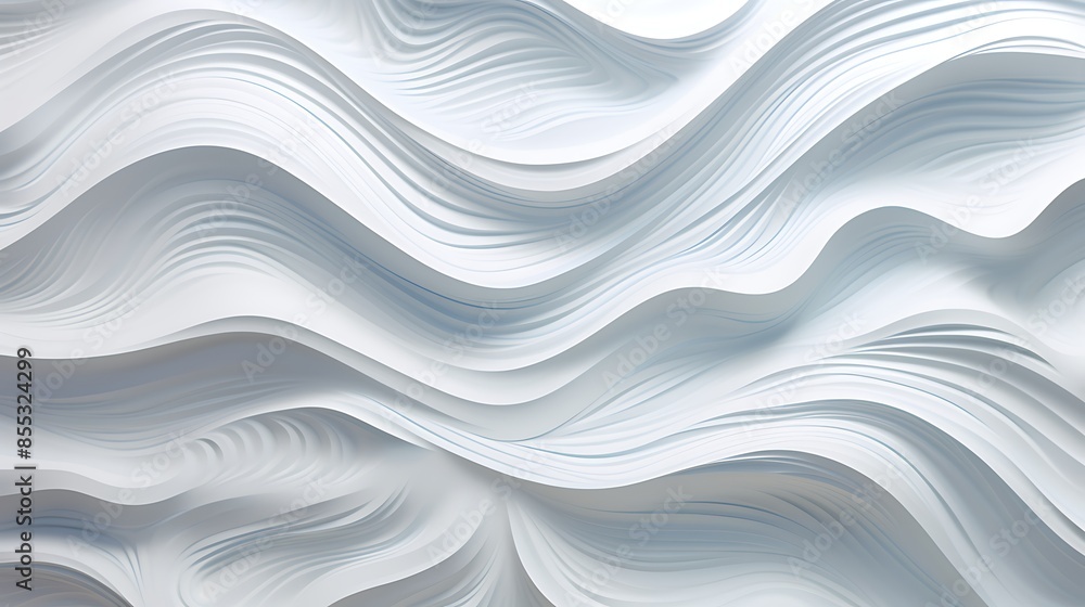 Fototapeta premium White abstract background with smooth wavy shapes.